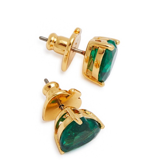 NEW Kate Spade My Love Emerald Green Heart Stud Earrings Goldtone SOLD OUT - Picture 6 of 14